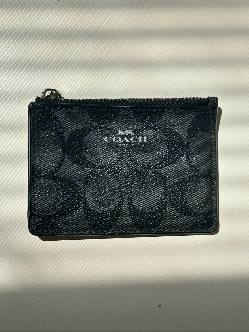 Coach Black Signature Zip Card Pouch
